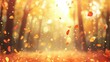 © Koplexs-Stock - Golden Autumn Leaves Falling in a Forest