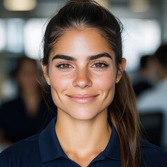 Sticker - Confident young woman with natural makeup and warm smile