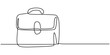 © Line emotion - Briefcase as one line continuous outline vector illustration. Line art business briefcase isolated on white background  in minimal style, Briefcase Continuous Line Illustration, Single continuous line