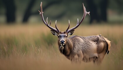 Wall Mural - Fallow deer in majestic rut display amidst UK landscape