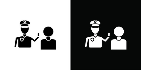 Police officer giving fine icon Thin line flat illustration