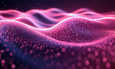 Wall Mural - Abstract Pink and Blue Glowing Waves