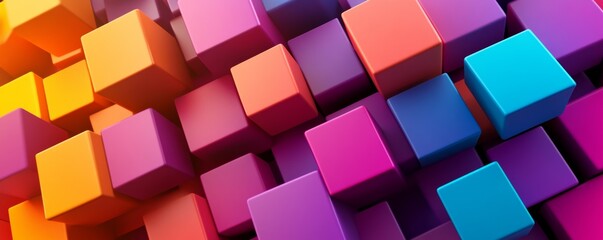 Wall Mural - Colorful 3d cubes background, vibrant geometric