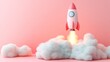 © labirint - Red and white toy rocket launching through