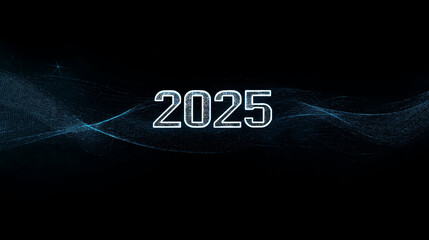 Wall Mural - Abstract blue particles background forming the year 2025