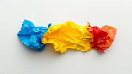 Wall Mural - A ball of crumpled paper in primary colors, full of potential.