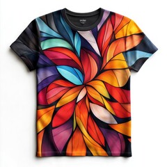 Sticker - A vibrant, colorful t-shirt featuring an abstract floral design.