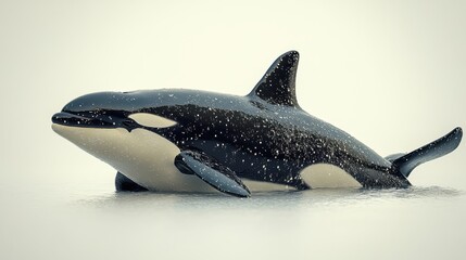 Wall Mural - Orca on White Background