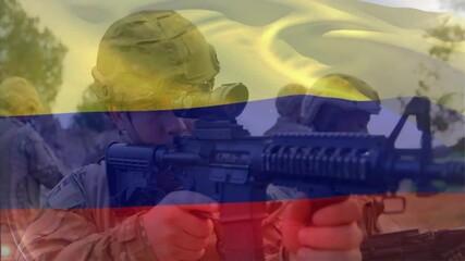 Poster - Animation of flag of columbia over diverse soldiers