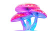 © MONWARA - A colorful mushroom with pink, purple, and blue colors. The mushroom is surrounded by a white background