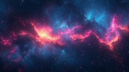 A Cosmic Nebula With Pink and Blue Glowing Gas and Stars