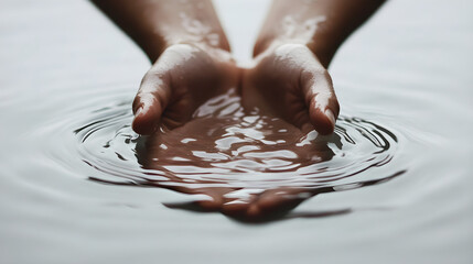 A water surface with objects seemingly breaking through,  causing ripples