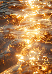 Wall Mural - golden water ripples in the sunlight, shimmering with silver light and creating an ethereal atmosphere