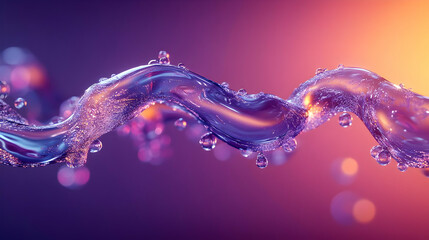 Wall Mural - Abstract Background - Fluid Purple and Orange Water Splash with Bokeh
