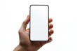 © dendyh7 - Hand Holding Smartphone Mockup Isolated created with Generative AI