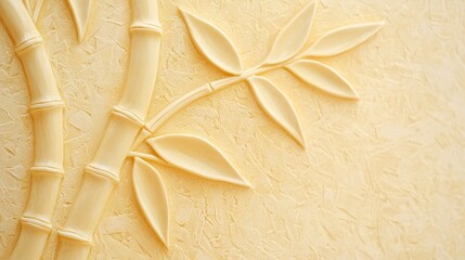 Poster - Creamy Beige Bamboo Branch Wall Texture