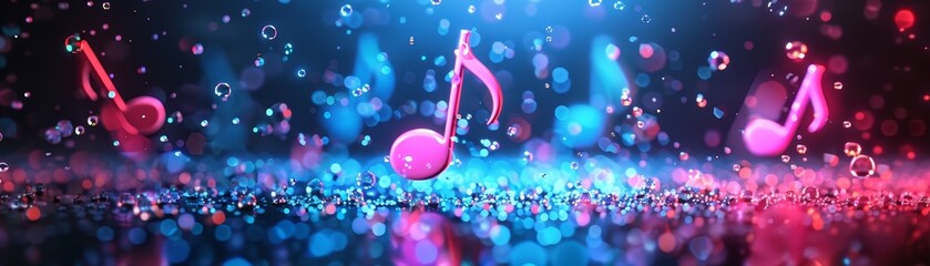 Wall Mural - Pink Music Note with Bokeh Background