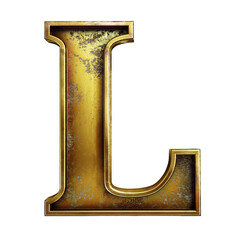 3d golden letter L on white background