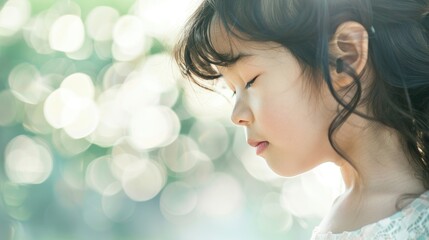 Wall Mural - A mother lovingly engages with her daughter by touching noses, creating a sweet and tender connection in a bright garden