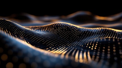 Poster - Abstract 3D Wave of Golden Lights