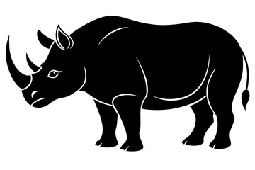 Wall Mural - rhinoceros vector silhouette, rhinoceros line art  animal