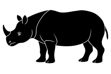 Wall Mural - rhinoceros vector silhouette, rhinoceros line art  animal