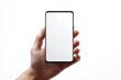 © dendyh7 - Hand Holding Smartphone Mockup Isolated created with Generative AI