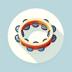 Tambourine flat illustration of musical instruments, for play, concert, musical parties, songs, for graphics design