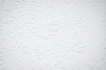 White textured wall or ceiling with plaster painted. Flat light texture with circular pattern and artistic impression.