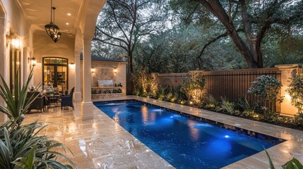 Poster - Backyard Oasis with Swimming Pool  Patio  and Landscape Lighting