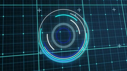 Wall Mural - animation of scope scanning and data processing over grid