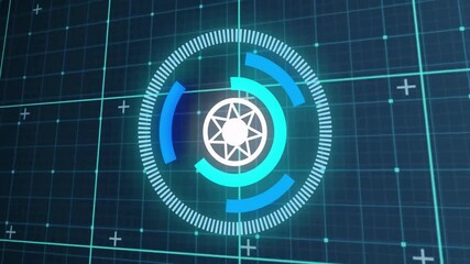 Wall Mural - animation of scope scanning and data processing over grid