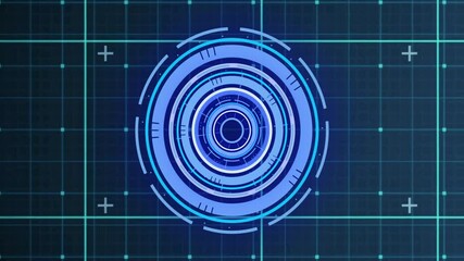 Wall Mural - animation of scope scanning and data processing over grid