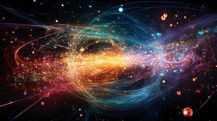 Wall Mural - 95. a visual representation of the quantum field theory and particle interactions