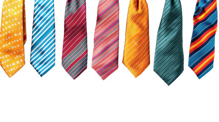 Modern neckties on transparent background