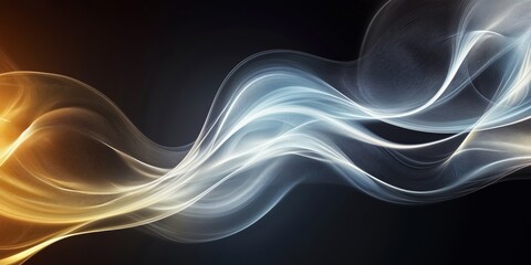 Wall Mural - abstract golden and silver waves creating a magical atmosphere on a black background
