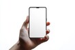 © dendyh7 - Hand Holding Smartphone Mockup Isolated created with Generative AI