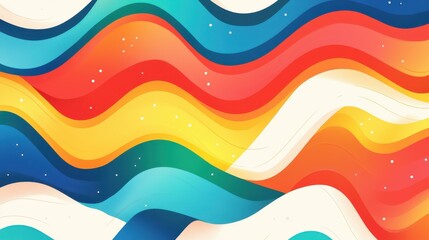 Wall Mural - Bright, wavy lines create a vibrant abstract wallpaper, perfect for modern spaces. Enjoy this playful and colorful design