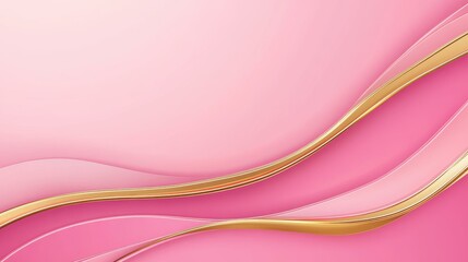 Canvas Print - Stunning pink background adorned with luxurious golden elements, perfect for modern flat design aesthetics.