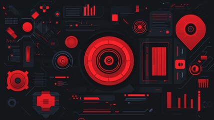 Poster - Explore a vibrant red control panel design, showcasing a futuristic interface with abstract textures and modern aesthetics.