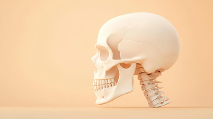 Wall Mural - A detailed D illustration of a human skull set against a clean background, perfect for educational use.