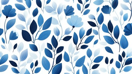 Wall Mural - Modern vector design showcasing abstract bluebell flowers and lush leaves, perfect for a fresh floral background.