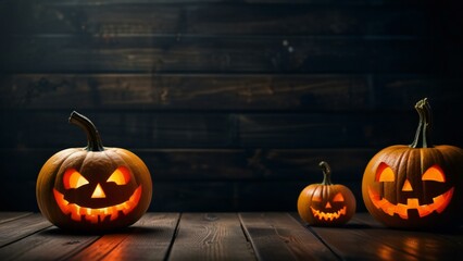 Wall Mural - halloween pumpkin on table