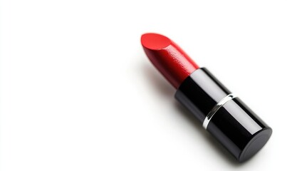 red lipstick on white background