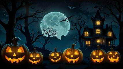 Wall Mural - halloween background with pumpkin