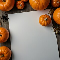 Wall Mural - halloween pumpkin and paper