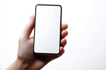 Hand Holding Smartphone Mockup Isolated created with Generative AI