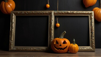 Wall Mural - halloween background with pumpkin