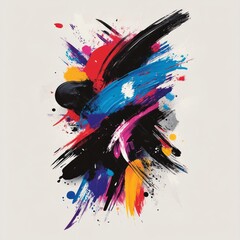 Poster - Abstract colorful splash art with dynamic brush strokes and vibrant colors.