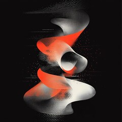 Poster - Abstract digital art featuring fluid shapes and contrasting colors on a dark background.